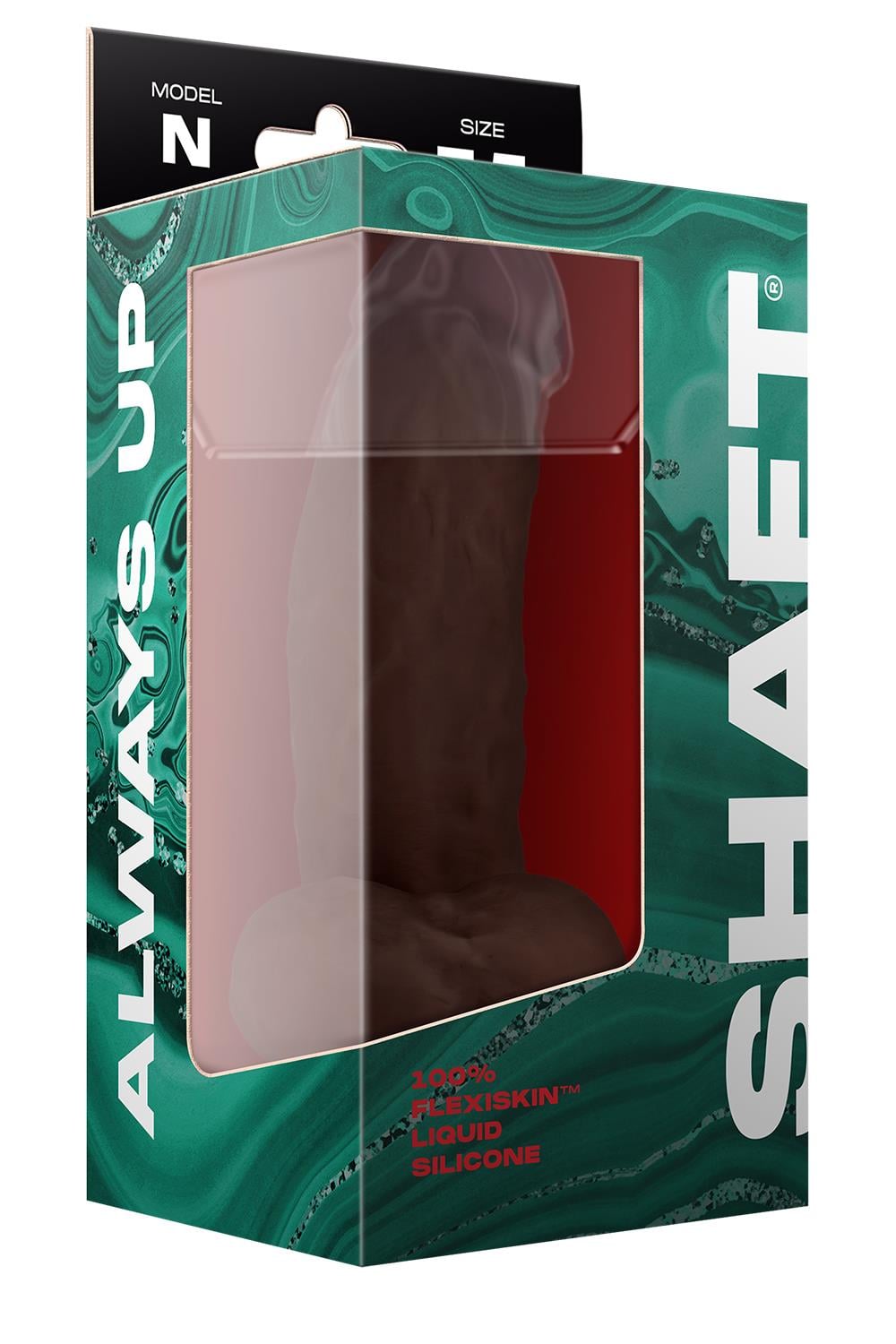 SHAFT MODEL N 7.5 INCH LIQUID SILICONE DONG WITH BALLS MAHOGANY