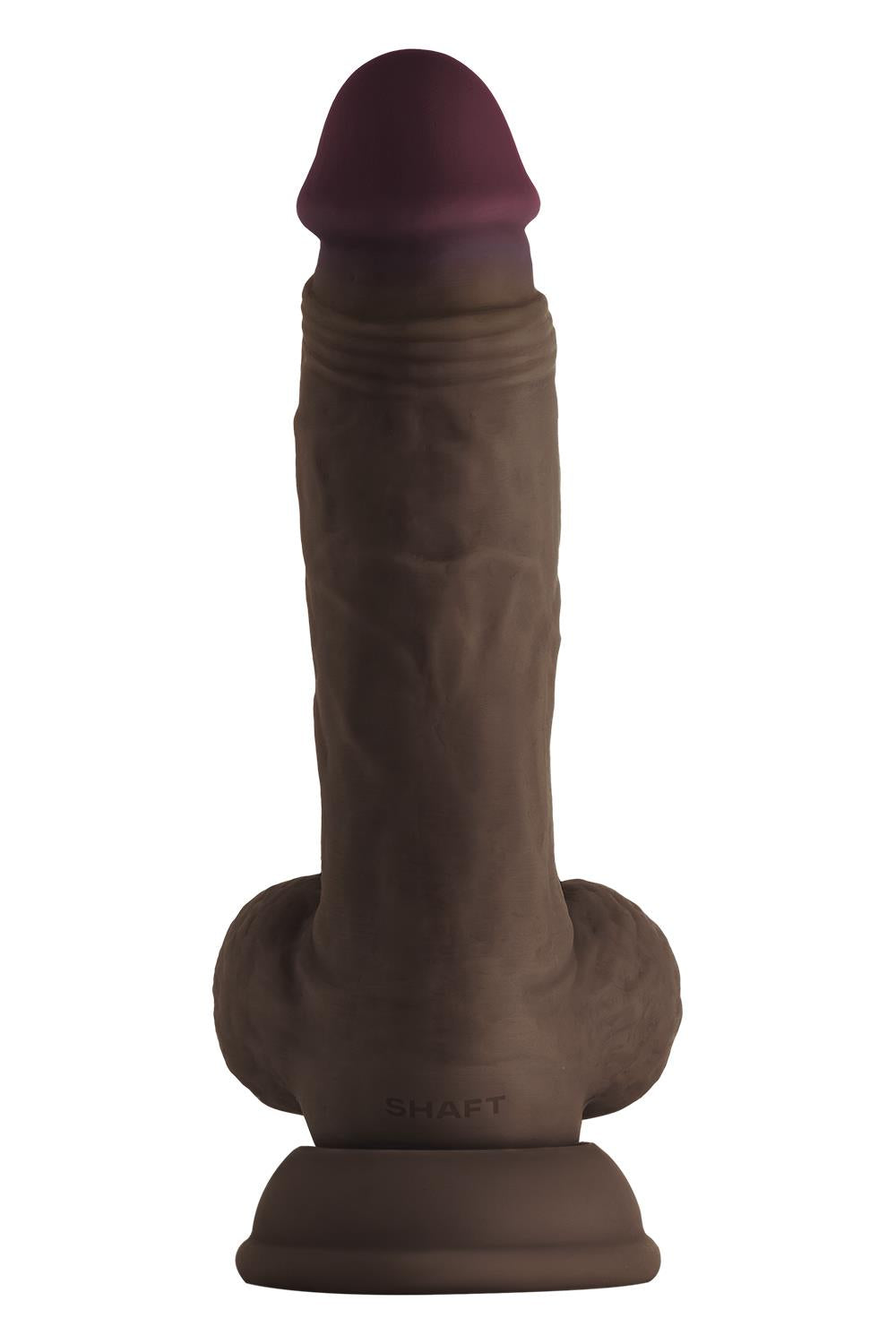 SHAFT MODEL A 7.5 INCH LIQUID SILICONE DONG WITH BALLS MAHOGANY