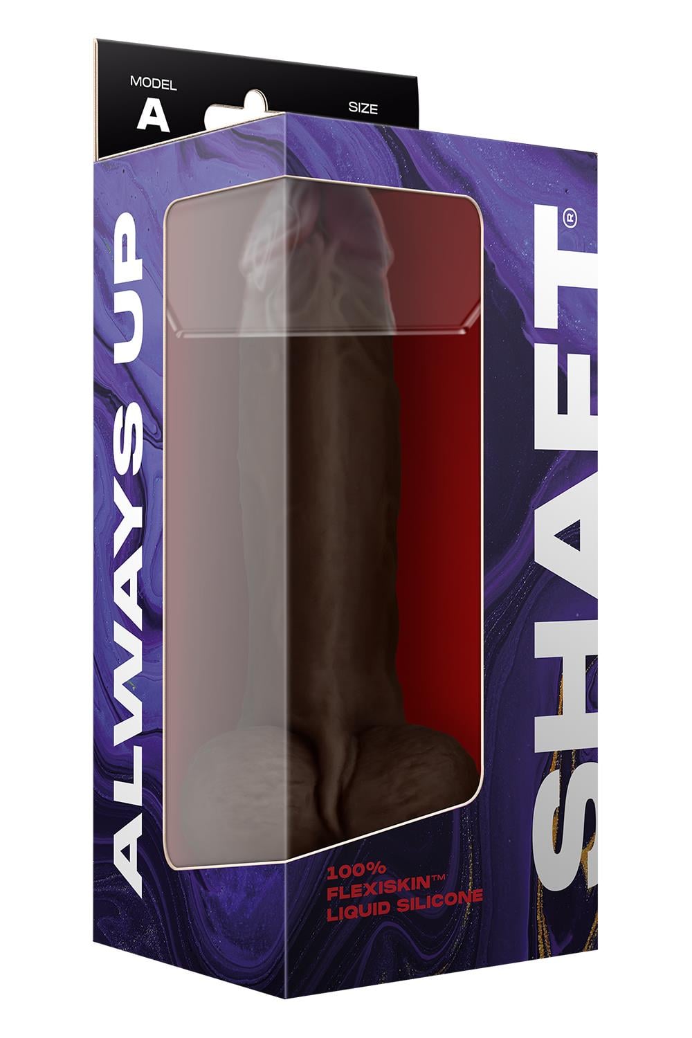 SHAFT MODEL A 9.5 INCH LIQUID SILICONE DONG WITH BALLS MAHOGANY