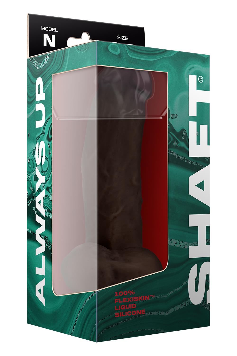 SHAFT MODEL N 8.5 INCH LIQUID SILICONE DONG WITH BALLS MAHOGANY