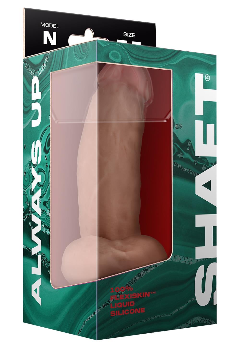 SHAFT MODEL N 7.5 INCH LIQUID SILICONE DONG WITH BALLS PINE