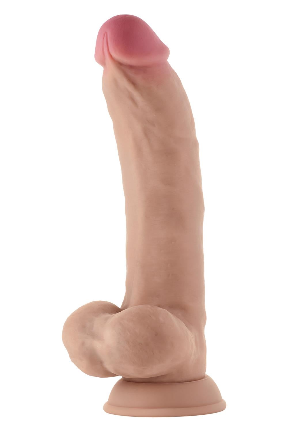 SHAFT MODEL C 9.5 INCH LIQUID SILICONE DONG WITH BALLS PINE