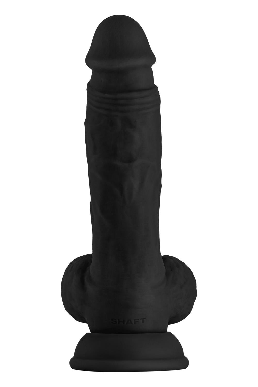 SHAFT MODEL A 8.5 INCH LIQUID SILICONE DONG WITH BALLS BLACK