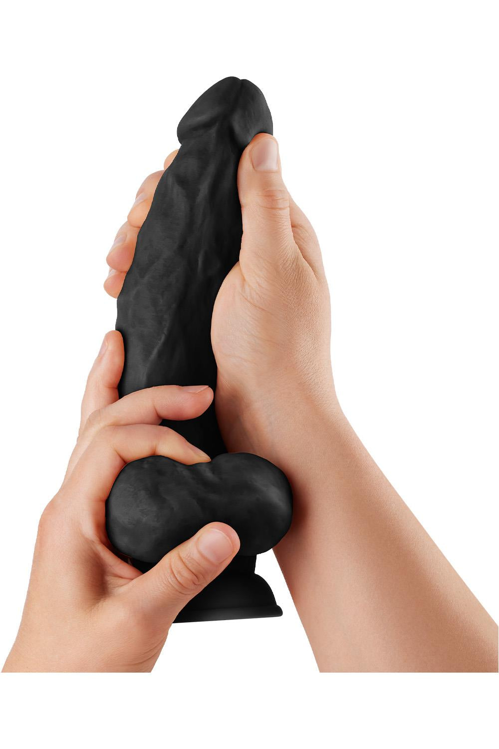SHAFT MODEL N 9.5 INCH LIQUID SILICONE DONG WITH BALLS BLACK