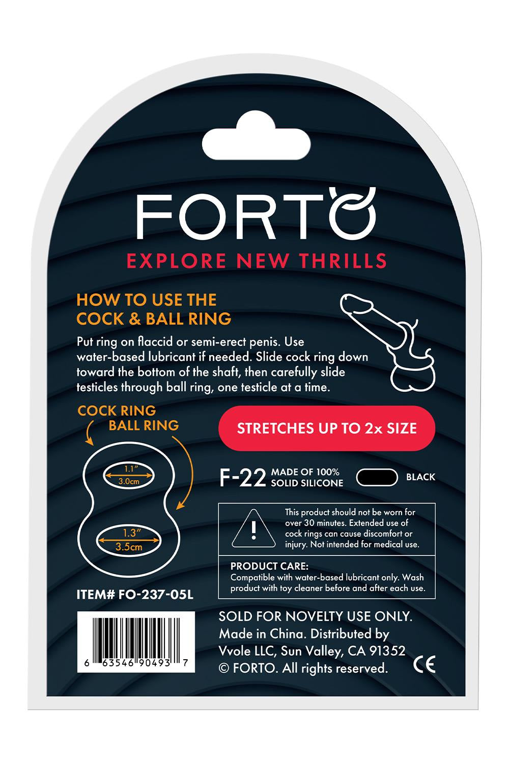 FORTO F-22 D RING LARGE BLACK