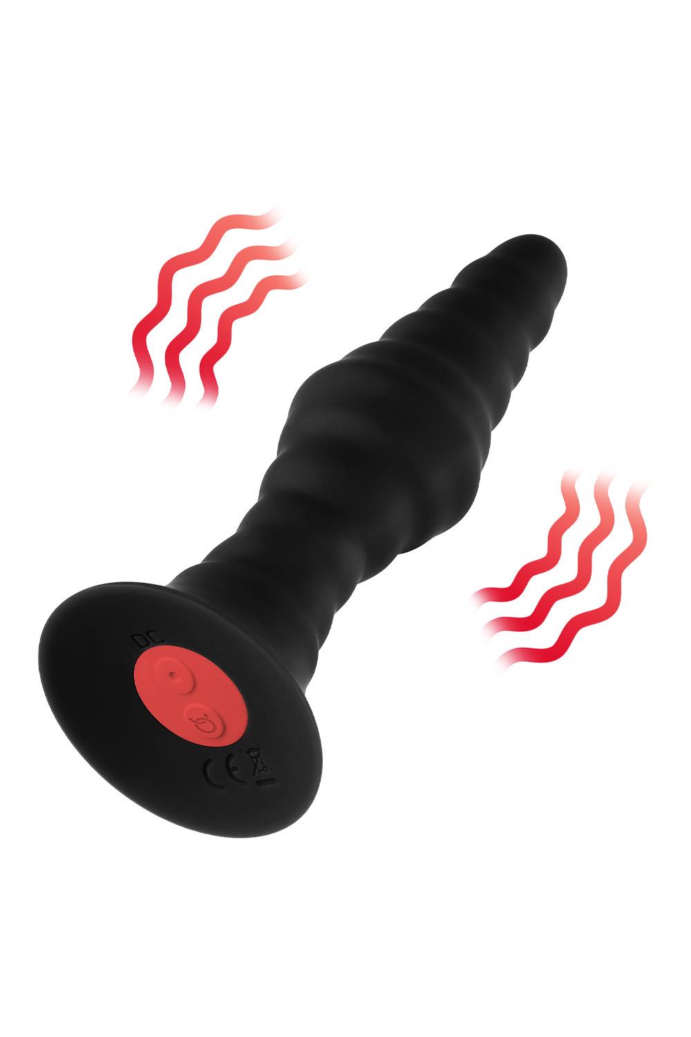 FORTO VIBRATING RIBBED PLUG WITH REMOTE CONTROL SMALL BLACK