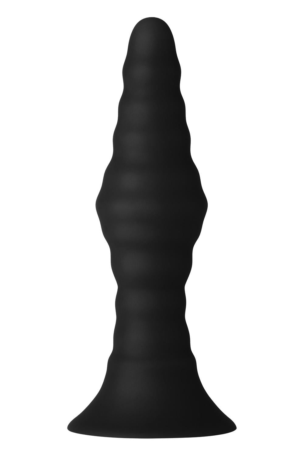 FORTO VIBRATING RIBBED PLUG WITH REMOTE CONTROL SMALL BLACK