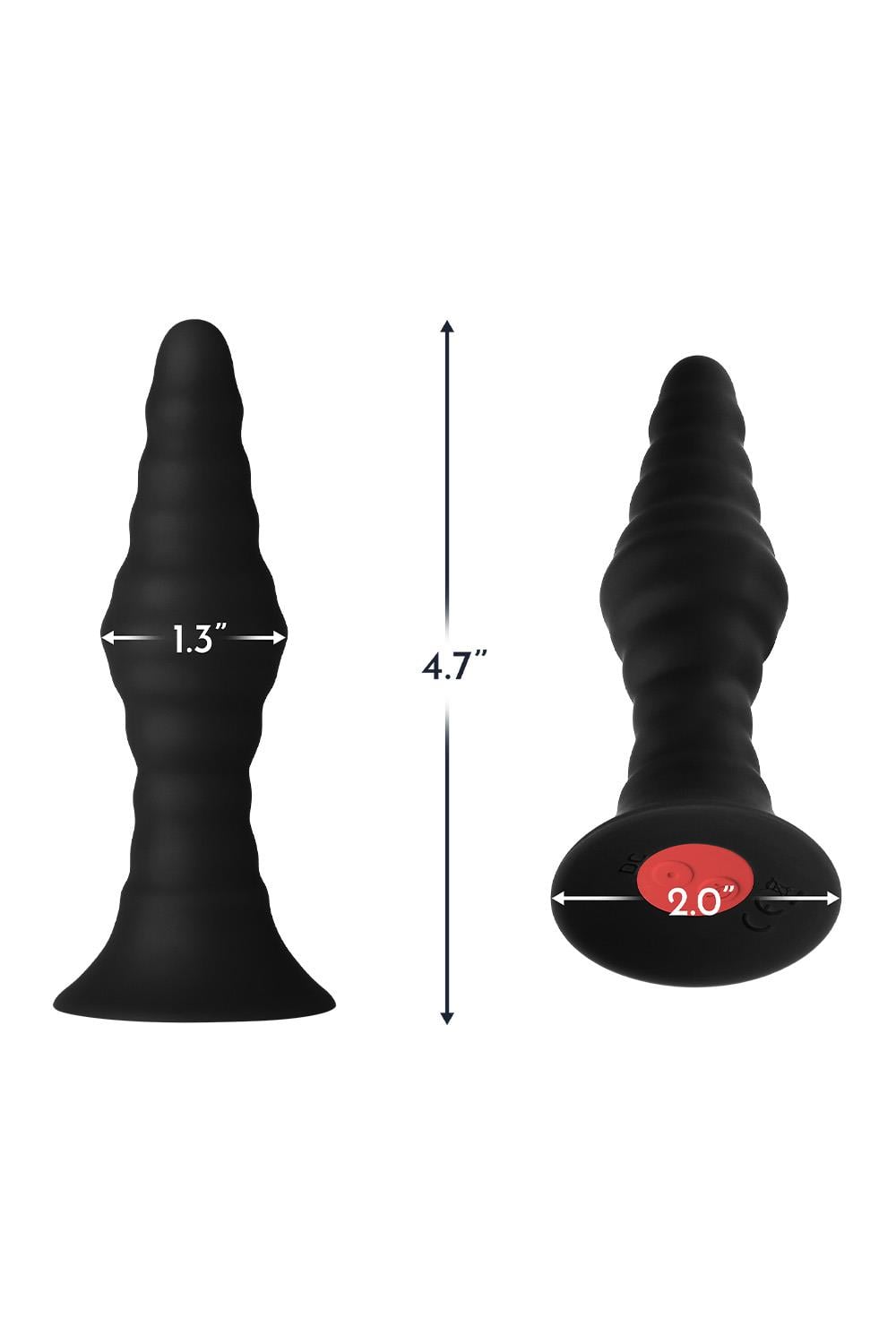 FORTO VIBRATING RIBBED PLUG WITH REMOTE CONTROL SMALL BLACK